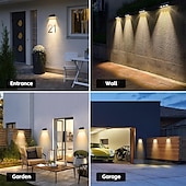 olcso Kültéri falilámpák-napelemes fali lámpák kültéri 1/2/3 LED lencsés kerítésvilágítás motoros kültéri vízálló meleg fehér automatikus be-/kikapcsolású LED házszámvilágítás verandára, teraszra, erkélyre, falra, udvari