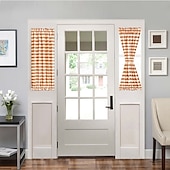 billiga Dörrgardiner-Franska dörrgardiner med stångficka gingham gardin för dörrar fönster draperier dörrgardinpaneler med glasfönster köks- och altandörrar för avskildhet