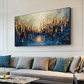 cheap Abstract Paintings-Handmade Original Urban Architecture Oil Painting On Canvas Abstract City Building Wall Art for Home Decor With Stretched Frame Without Inner Frame Painting