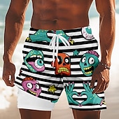 ieftine Retro Vintage &amp; Etică-Bărbați Desene Animate Dungi Monstru Pantaloni scurți căptușiți Pantaloni scurți de baie 2 în 1 Pantaloni Scurți de Înot Talie medie Hawaiană Concediu Costum de plajă Buzunare laterale Cu căptușeal