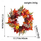 economico ringraziamento e decorazione autunnale-Ghirlanda autunnale per la porta d&#039;ingresso, decorazione per interni ed esterni, ghirlanda di girasoli rossi e pigne con zucche e foglie d&#039;acero, vite da appendere alla parete.