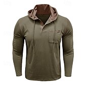 cheap Men&#039;s Casual T-shirts-Men&#039;s Tee Top Long Sleeve Shirt Long Sleeve Hooded Summer All Seasons Solid Color Daily Casual Street Style Hooded Outdoor Street Causal Light Blue White Black Top Tee for Men