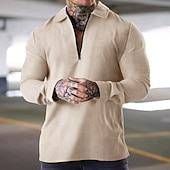 economico Felpe di base-Per uomo Felpa con zip Nero Bianco Blu Cachi Grigio chiaro Bavero Semplice Con zip Zip a un quarto Casuale Quotidiano Ferie Streetwear Cool Designer Primavera &amp; Autunno Abbigliamento Felpe con