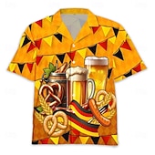 tanie Shirts-Hawaiian Shirts Aloha Shirt Bavarian Munich German Alpine Graphic for Men's Adults' 3D Print  for Carnival Oktoberfest Beer Beach Vacation Party