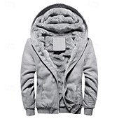 tanie bluzy polarowe-Męskie Bluza z Kapturem Bluza z kapturem Bluza z kapturem podszyta polarem Czarny Czerwony Niebieski Szary Kaptur Równina Zamek Kolorowy blok Sport i turystyka Codzienny Święto Poliester Moda miejska