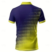 billige Geometrisk polo for menn-Herre Abstrakt Geometrisk Polo Kortermet Aftæpning Fritid hverdag treningsklær Fritid / hverdag Knapper Sommer Rødstrupe-egg Blå Gul Lilla