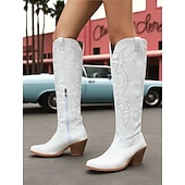 cheap Women-Women's Embroidered Cowboy Boots, Classic Western Style, Perfect for Festival and Music Events