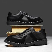 abordables Occasionnel-Homme Derby Marche ancien Affaires Occasionnel Quotidien Daim Cuir fendu Confortable Antidérapant À lacets Gris&amp;Blanc Noir Printemps