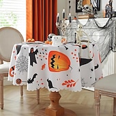 baratos Halloween Cozinha-Toalhas de mesa de Halloween, toalha de mesa de abóbora de 150 cm de diâmetro, toalha de mesa retangular decorativa, toalha de mesa de cozinha para o dia de todos os santos para festa, festival,