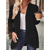 abordables Cardigans et vêtements d&#039;extérieur-Femmes Veste Décontractée Respirant Confortable Patchwork Mode Occasionnel Uni Vacances Rue Occasionnel Tenue quotidienne Ouvert devant Régulier Sans Col Coupe régulière manche longue Vêtements