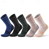 cheap Sports &amp; Outdoor Accessories-1 Pair Men's merino wool socks Hiking Socks Running Socks Sports Socks Thermal Warm Breathable Anti Blister Thick Winter Outdoor mid crew Patchwork Merino Wool Black Yellow Cream for Ski / Snowboard