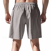 voordelige Klassiek-Voor heren Korte broek Linnen korte broek Zomer korte broeken Strandshorts Trekkoord Zak Elastische taille Gestreept Comfort Ademend Korte Strand Vakantie Feestdagen Hawaii Boho Zwart Marineblauw