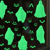 お買い得  ハロウィンステッカー-ハロウィーンの暗闇で光るゴーストの窓用 PVC ウォールステッカー、ハロウィーンパーティーや家の窓装飾用の白い光るゴーストとコウモリのデカール