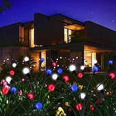 Недорогие Ландшафтные огни-2 шт. патриотичных 12 головок солнечных светильников с огнями светлячков водонепроницаемых для Дня независимости 4 июля 250-й юбилей День памяти сад газон дорожка вечеринки патриотическая атмосфера