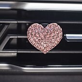 cheap Car Pendants &amp; Ornaments-Car Vent Clip Bling Crystal Heart Shape Charm Universal Car Air Conditioner Decorations