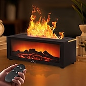 abordables 123496-1 cheminée à simulation de flamme rétro, humidificateur silencieux, machine d&#039;aromathérapie, lumière d&#039;ambiance colorée, interrupteur de synchronisation à trois niveaux, télécommande de type C, prise