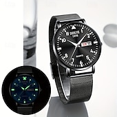 cheap Quartz Watches-A New Milan Stainless Steel Bracelet Business Quartz Watch With A Px7 Water Resistance Rating And Luminous Date And Day Display. It Is A Fashionable Trendy Casual And Versatile Sports Men&#039;S Business