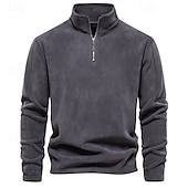 abordables pulls molletonnés-Homme Sweat à capuche zippé Sweat-shirt zippé Sweat à capuche en polaire Kaki clair. Noir Blanche bleu marine Marron Col montant Uni Zip Up Quart de zip Sport &amp; Loisir Occasionnel Quotidien