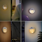 economico luce dell&#039;armadio-1 pz. Luci con sensore, ricaricabili tramite USB, luce emoticon portatile con trasformazione multi-espressione, lampada da parete con sensore intelligente, illuminazione divertente e creativa, adatta