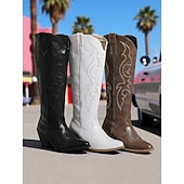 cheap Women-Women's Embroidered Cowboy Boots, Classic Western Style, Perfect for Festival and Music Events