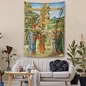 billige Religiøs vev-Middelaldersk Teppe Middelalder Hengevev Stort Teppe Veggdekor Fotografisk Bakgrunn Teppe Gardin Hjem Soverom Stue Dekorasjon