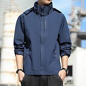 cheap Outdoor Jackets-Men&#039;s Windbreaker Hiking Jacket rain coat Outdoor Waterproof Windproof Hiking Outfits Hiking Clothes Spring Autumn / Fall Top Camping / Hiking / Caving Running Black Blue Dark Blue