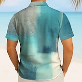 voordelige Geometrisch patroon-Voor heren Kleurenblok Verloop Overhemd Zomer overhemd Overhemd met knopen Korte mouw Mode-casual Buiten Vakantie Dagelijks gebruik Zomer Lente Strijkijzer 3D-afdrukken shirts met kraag blauw Oranje