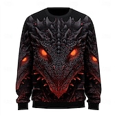 baratos Moletons 3D masculinos-Homens Dragão 3D Moletom Moletom Moletom com capuz Gola Redonda Exagerado Impressão 3D Amarelo Vermelho Crewneck 3D Todas as Estações Designer