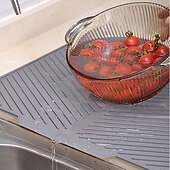 お買い得  キッチン収納-キッチン用シリコン食器乾燥マット、耐熱折りたたみ式ポットラックマット、ボウル、皿、調理器具用の滑り止め三脚パッド、多目的排水ボード