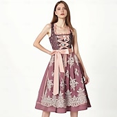 abordables Dirndl-Oktoberfest Broderie Robe Femme de ménage Bavarois Prairies Femmes Carnaval Soirée Fête de la Bière Tissu de style traditionnel Robe Tablier Sans chemisier