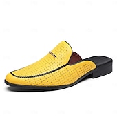 billige Tresko til herrer-gule perforerte slip-on loafers for menn – dristig farge med pustende design, lette og stilige for sommerutflukter, bilkjøring og uformelle kontorantrekk