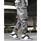 cheap Cargo Pants-Men&#039;s Cargo Pants Trousers Camo Pants Elastic Waist Drawstring Multi Pocket Camouflage Wearable Outdoor Daily Camping &amp; Hiking Fashion Classic Green Gray