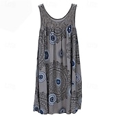 preiswerte Ausgefallene Kleider-Damen Langes Kleid Maxikleid Freizeitkleid Schwingkleid Sommerkleid Unterkleid Mode Modern Täglich Strand Wochenende Normale Passform Grafik Ärmellos Rundhalsausschnitt Schwarz Weiß Gelb Wein Sommer