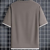 ieftine Tricou Waffle Knit-Bărbați Tricou Waffle Tricou Manșon scurt Mânecă scurtă Stil Nautic Vară Simplu Modă Designer De Bază fals două piese Casual Vacanță Stradă Alb Top tricou pentru bărbați