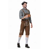 abordables Hombres-Oktoberfest Lederhosen Camisas Sombrero alpino bávaro Alemán alpino prados Hombre Fiesta Festival de Cerveza Paño de estilo tradicional
