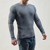 preiswerte Herrenpullover-Herren Pullover Strickpullover Gerippt Stricken Normale Oberteile Gestrickt Einfach Rundhalsausschnitt Mode Basic Urlaub Alltagskleidung Bekleidung Herbst Winter Schwarz Weiß M L XL