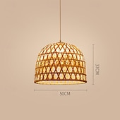 cheap Pendant Lights-Dome Pendant Light Natural Hemp Rattan Chandelier Light Fixture Lighting Modern Weave Wicker Hanging Lamp for Hallway Dining Room Open Weave Cane Rib Bell Hanging Lamp