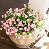 baratos Plantas Artificiais-Pacote com 8 flores artificiais de ipomeia, flores de plástico duráveis e resistentes ao desbotamento para decoração de primavera, Páscoa, Dia dos Namorados, Dia das Mães, decoração de jardim