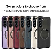 Χαμηλού Κόστους Samsung Θήκη-τηλέφωνο tok Για Samsung Galaxy S22 S22 Plus Ultra Α53 A52 Πίσω Κάλυμμα Μαγνητική Υποστήριξη ασύρματης φόρτισης Ανθεκτική σε πτώσεις Ρετρό TPU PU δέρμα