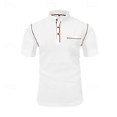 cheap Waffle Knit Tee-Men&#039;s T Shirt Henley Shirt Tee Short Sleeve Shirt Short Sleeve Henley Summer Spring Patchwork Fashion Designer Basic Buttons Pocket Vacation Street Going out Black White Navy Blue Top Tee for Men