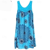 preiswerte Ausgefallene Kleider-Damen Langes Kleid Maxikleid Freizeitkleid Schwingkleid Sommerkleid Unterkleid Mode Modern Täglich Strand Wochenende Normale Passform Grafik Ärmellos Rundhalsausschnitt Schwarz Weiß Gelb Wein Sommer