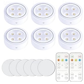baratos luz do armário-Luzes LED Puck para armários com controle remoto, lâmpada AA com função de memória, 3 modos de iluminação, luzes adesivas para armários de cozinha