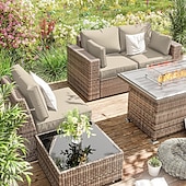 cheap Patio Cushions Cover-8pcs Outdoor Cushion Slipcovers Outdoor Patio Cushions Covers Replacement  Include 5 Backrests and 3 Cushions  Waterproof with Zipper for 3-Seat Rattan Sofa Patio Furniture Cushion Covers Covers Only