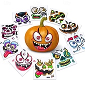 ieftine Autocolante de Halloween-10 buc autocolante decorative cu dovleci de Halloween, creați mini autocolante cu fețe de dovleac pentru copii și copii mici, cadouri de Halloween pentru petreceri de tip „trick or treat” și
