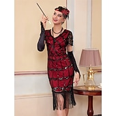 levne Šaty-Retro Řvoucí 20s 20. léta 20. století Bubenové šaty Šaty Úbory Velký Gatsby Svatební host Flitry Třásně Maškarní kostým Dámské Vánoce předvečer Všech svatých Karneval Párty a večer Svatební hostina
