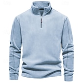 abordables pulls molletonnés-Homme Sweat à capuche zippé Sweat-shirt zippé Sweat à capuche en polaire Kaki clair. Noir Blanche bleu marine Marron Col montant Uni Zip Up Quart de zip Sport &amp; Loisir Occasionnel Quotidien