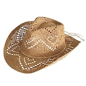 billige Hatter-1 stk. elegant damehatt med strå og bred brem, lett og pustende sommerhatt for strandaktiviteter, uformell &amp;formelle arrangementer, tilbehør til arrangementer
