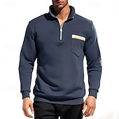 tanie Bluza z kapturem z polaru-Męskie Bluza na zamek Bluza z kapturem Taktyczna Czarny Zieleń wojskowa Czerwony Granatowy Jasnoszary Stójka Równina Przednia kieszeń Quarter Zip Sport i turystyka Codzienny Święto Moda miejska