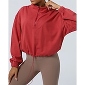 abordables Chaquetas impermeables-Mujer Sudadera tipo jersey Chaqueta para senderismo Chaqueta deportiva Al aire libre Elástico Trajes de senderismo Ropa de senderismo Otoño Sudadera Algodón Tenis Golf Corriendo Color sólido Violeta