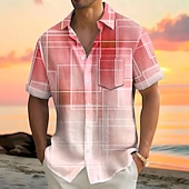 voordelige Geometrisch patroon-Voor heren Geometrisch Verloop Lijn Overhemd Zomer overhemd Overhemd met knopen Korte mouw Mode-casual Buiten Vakantie Dagelijks gebruik Zomer Lente Strijkijzer 3D-afdrukken shirts met kraag Voorste